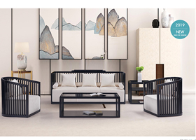 木質布藝洽談沙發